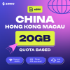 ZIMIO eSIM China, Hongkong, & Macau Quota Based