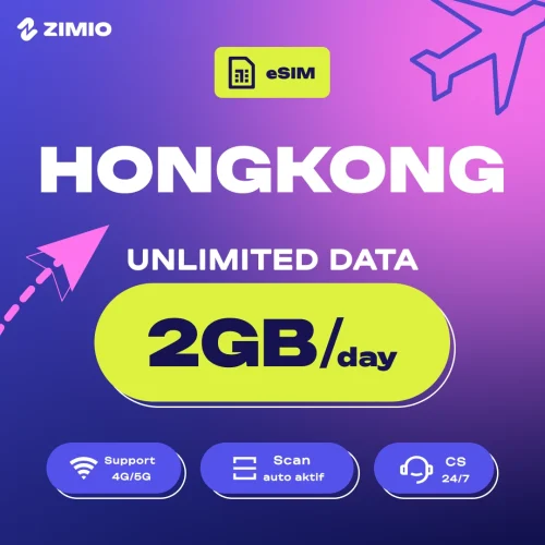 ZIM_Tokped_Price_Hongkong_2GB_Perday ZIMIO eSIM Hongkong Unlimited
