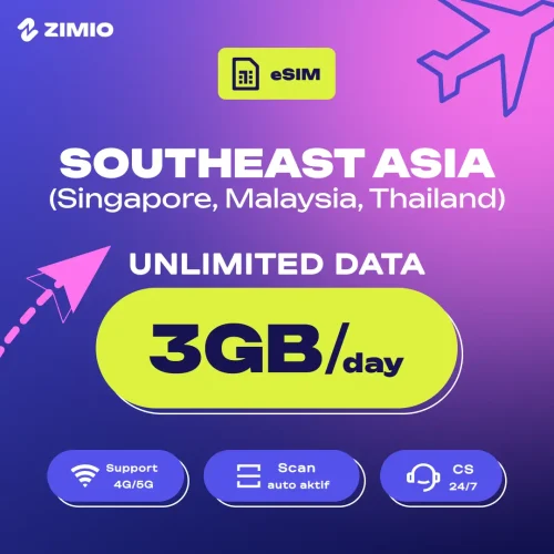 ZIM_Tokped_Price_SEA_3GB_Perday ZIMIO eSIM Southeast ASIA Unlimited
