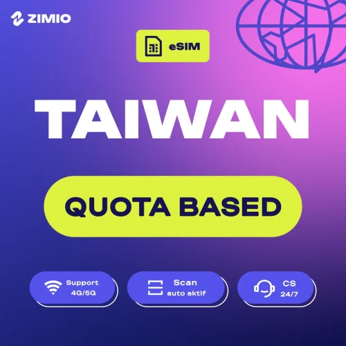 svcd64jevnxookk7a50v ZIMIO eSIM Taiwan Quota Based