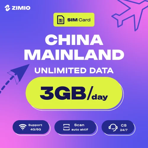 vespk3cb9v9gp610kqrt ZIMIO SIM Card China Mainland Unlimited