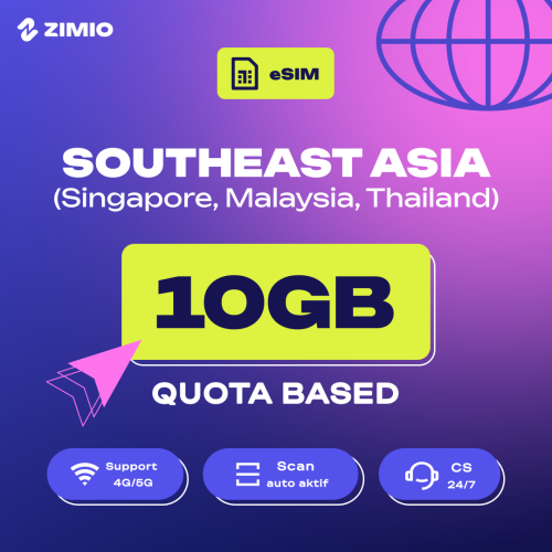 ZIMIO eSIM Singapore, Malaysia & Thailand Quota Based