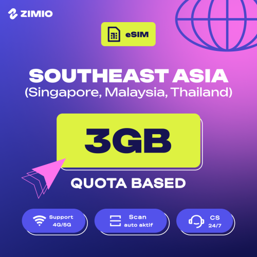 ZIMIO eSIM Singapore, Malaysia & Thailand Quota Based