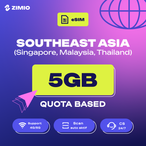 ZIMIO eSIM Singapore, Malaysia & Thailand Quota Based